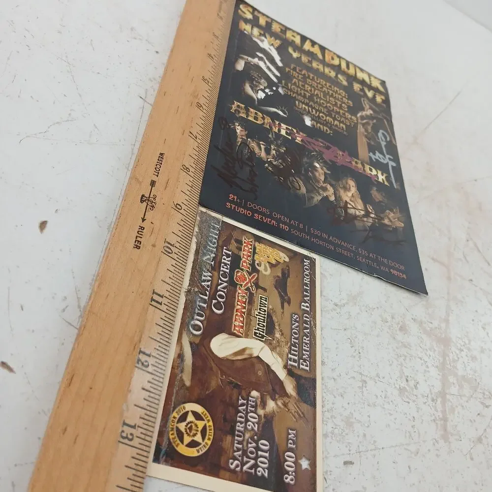 Abney Park Signed Steampunk New Years Eve Flyer & Ticket Lot Concert 2010